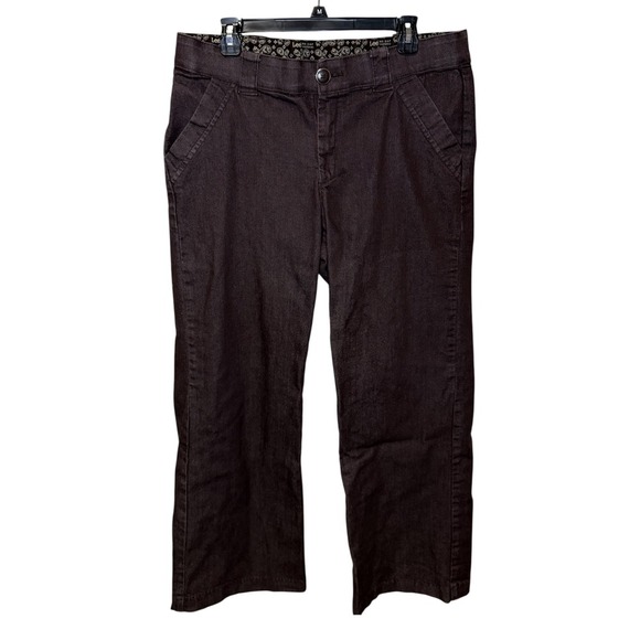 Lee Riders No Gap Waistband Brown Denim Pants Comfort Stretch Size 14 - Picture 1 of 3